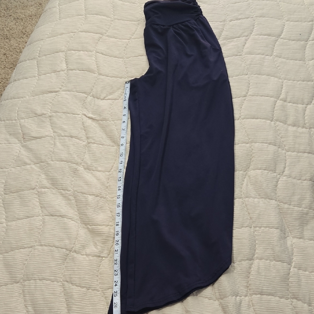 Wide Leg Flowing Palazzo Pants - Navy - Picture 7 of 8